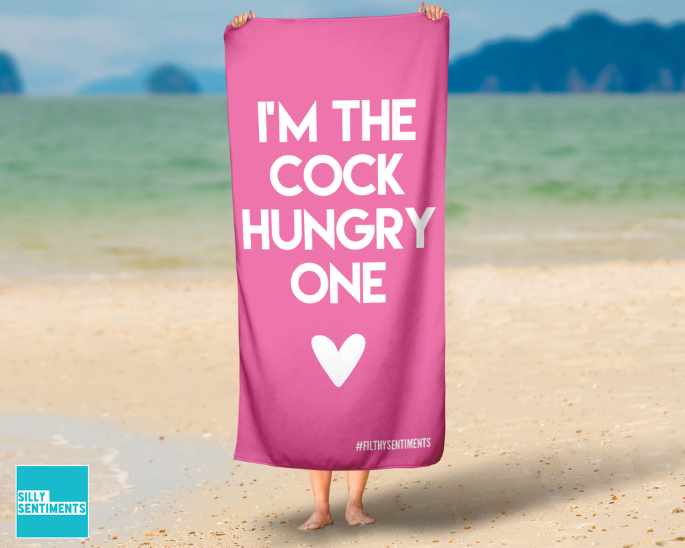 I'm The Cock Hungry One Pink Beach Towel #1 image